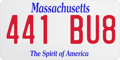 MA license plate 441BU8