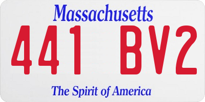 MA license plate 441BV2