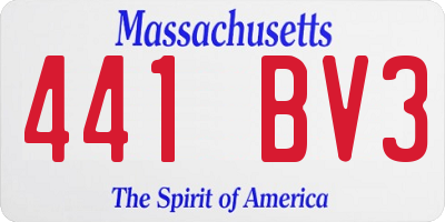 MA license plate 441BV3