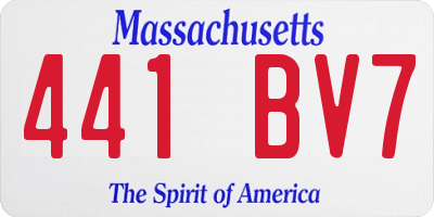MA license plate 441BV7