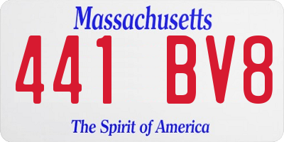 MA license plate 441BV8