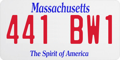 MA license plate 441BW1