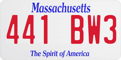 MA license plate 441BW3