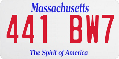 MA license plate 441BW7