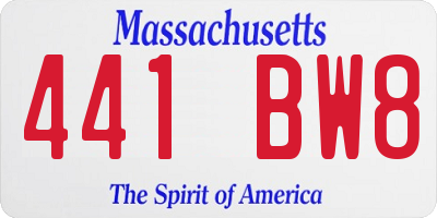 MA license plate 441BW8