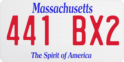 MA license plate 441BX2