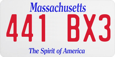 MA license plate 441BX3