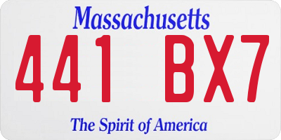 MA license plate 441BX7