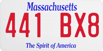 MA license plate 441BX8