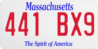 MA license plate 441BX9