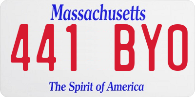MA license plate 441BY0