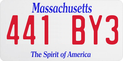 MA license plate 441BY3
