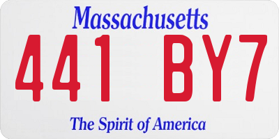 MA license plate 441BY7