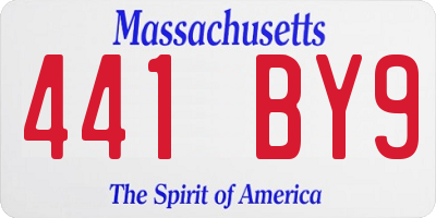 MA license plate 441BY9