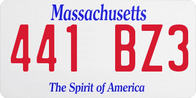 MA license plate 441BZ3
