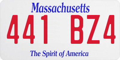 MA license plate 441BZ4