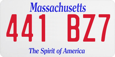 MA license plate 441BZ7