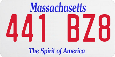 MA license plate 441BZ8
