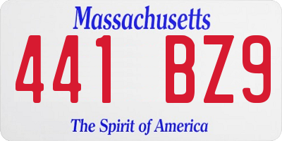 MA license plate 441BZ9