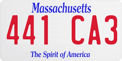 MA license plate 441CA3