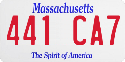 MA license plate 441CA7