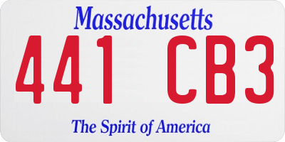 MA license plate 441CB3