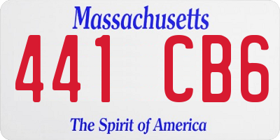 MA license plate 441CB6