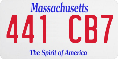 MA license plate 441CB7