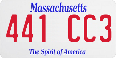 MA license plate 441CC3