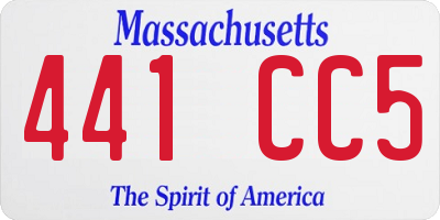 MA license plate 441CC5