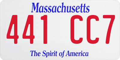 MA license plate 441CC7