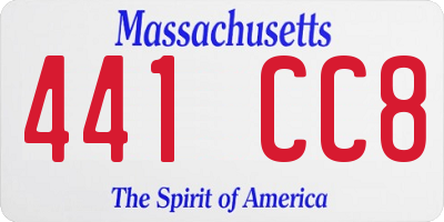 MA license plate 441CC8