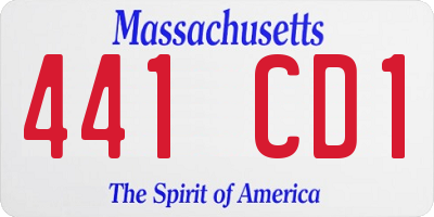 MA license plate 441CD1