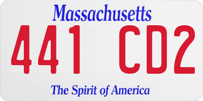 MA license plate 441CD2