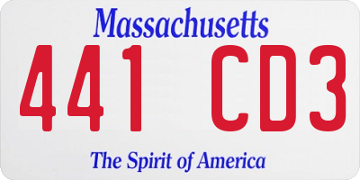 MA license plate 441CD3