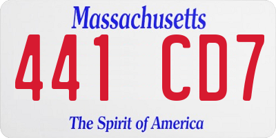 MA license plate 441CD7