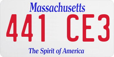 MA license plate 441CE3