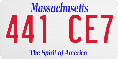 MA license plate 441CE7