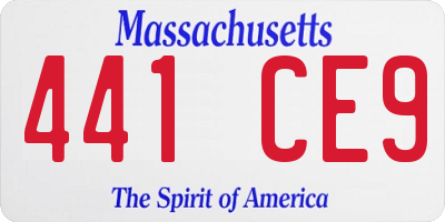 MA license plate 441CE9