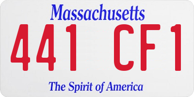 MA license plate 441CF1