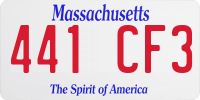 MA license plate 441CF3