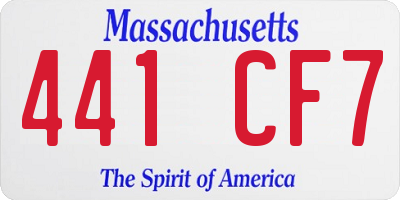 MA license plate 441CF7