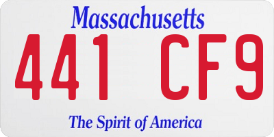 MA license plate 441CF9
