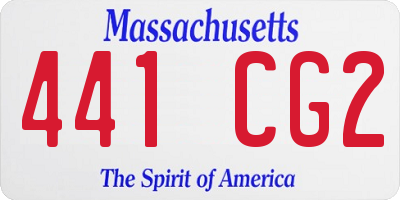 MA license plate 441CG2