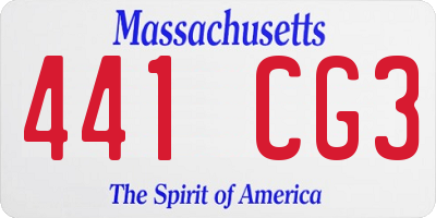 MA license plate 441CG3