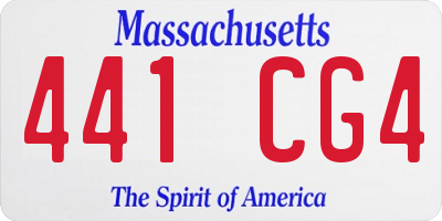 MA license plate 441CG4