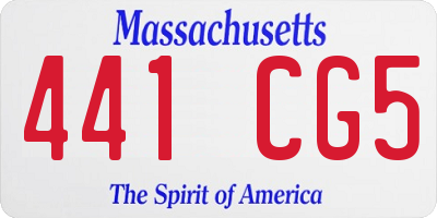 MA license plate 441CG5