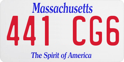 MA license plate 441CG6