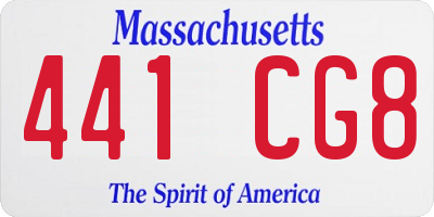 MA license plate 441CG8