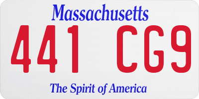 MA license plate 441CG9